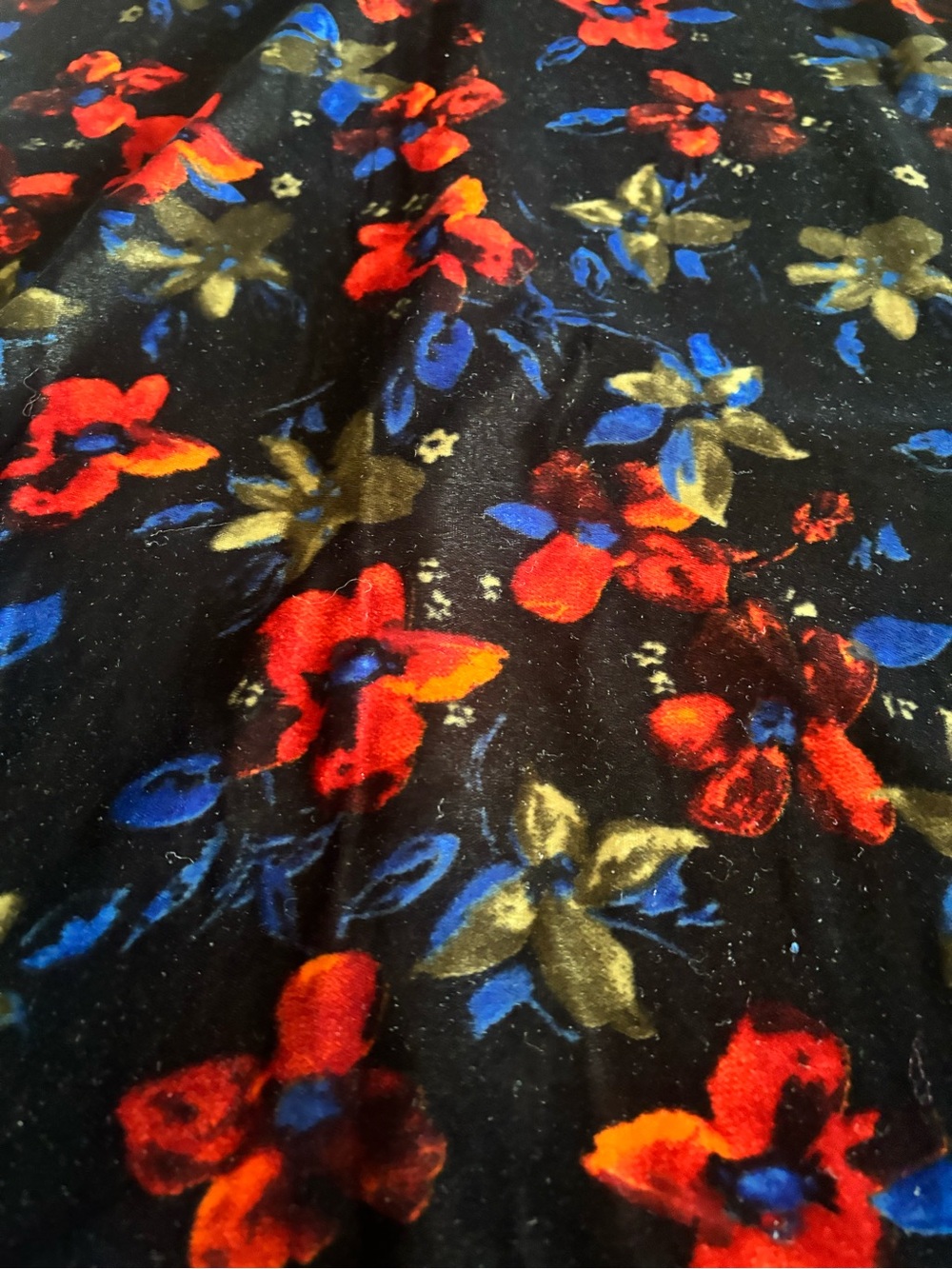 Nasty Gal Black Velvet Maxi Dress with Red and Blue Floral Print - Picture 3 of 9